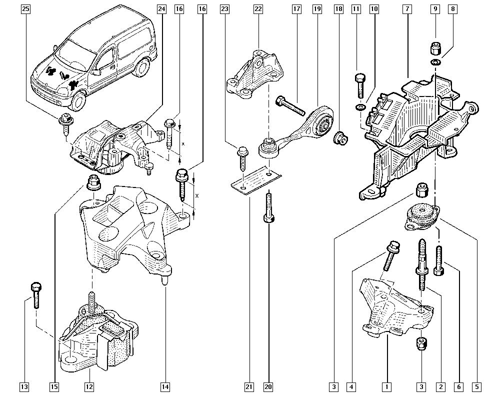 RENAULT 82 00 253 037 - Окачване, двигател vvparts.bg