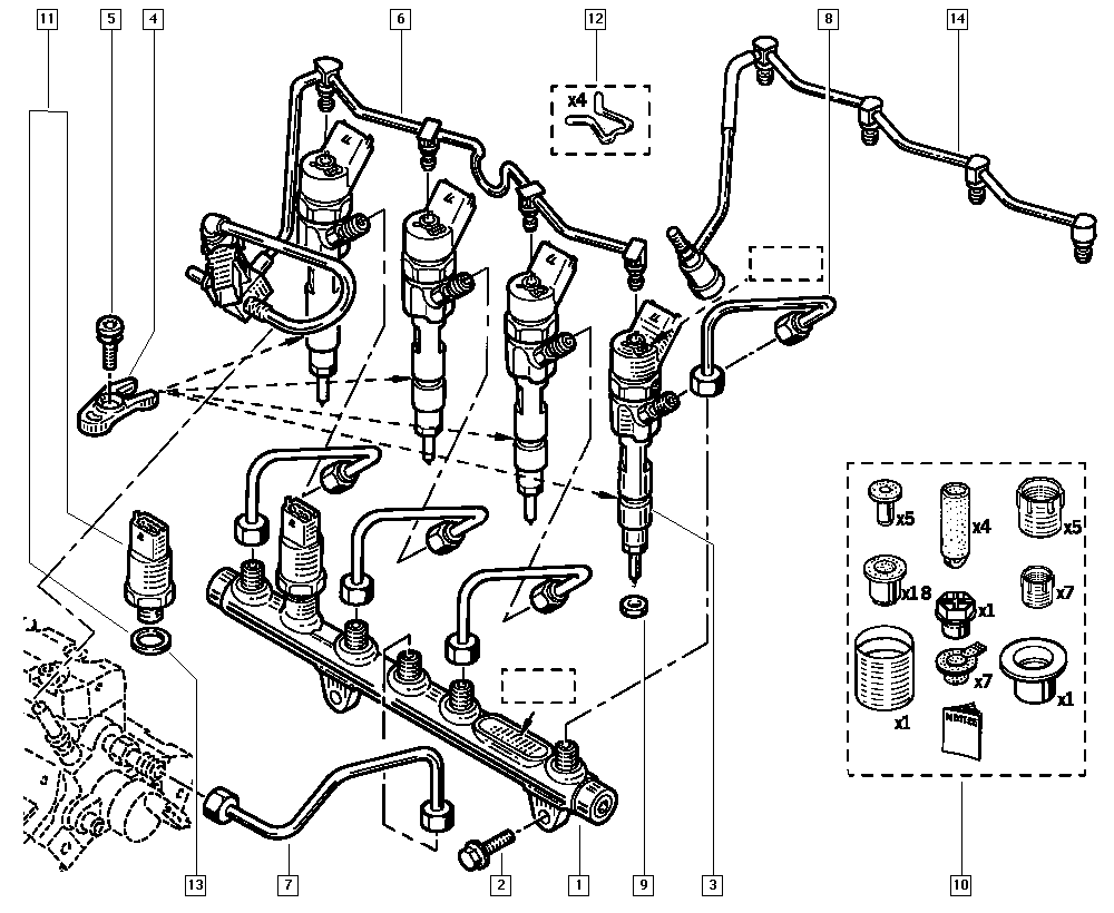 RENAULT 82 00 100 272 - Комплект дюза с държач vvparts.bg