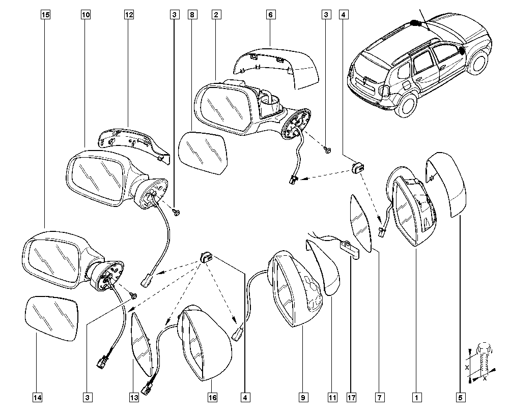 DACIA 6001549716 - Стъкло на огледало, външно огледало vvparts.bg