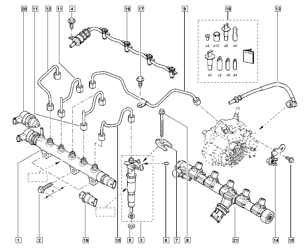 RENAULT 77 01 477 158 - Комплект дюза с държач vvparts.bg