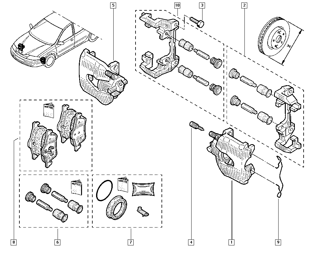 RENAULT 7701208182 - Комплект спирачно феродо, дискови спирачки vvparts.bg