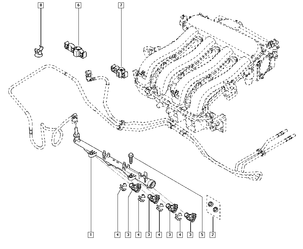 RENAULT 7701206043 - Комплект дюза с държач vvparts.bg