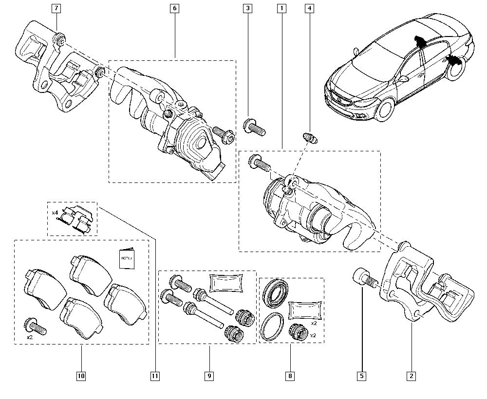 RENAULT 7701206346 - Ремонтен комплект, спирачен апарат vvparts.bg