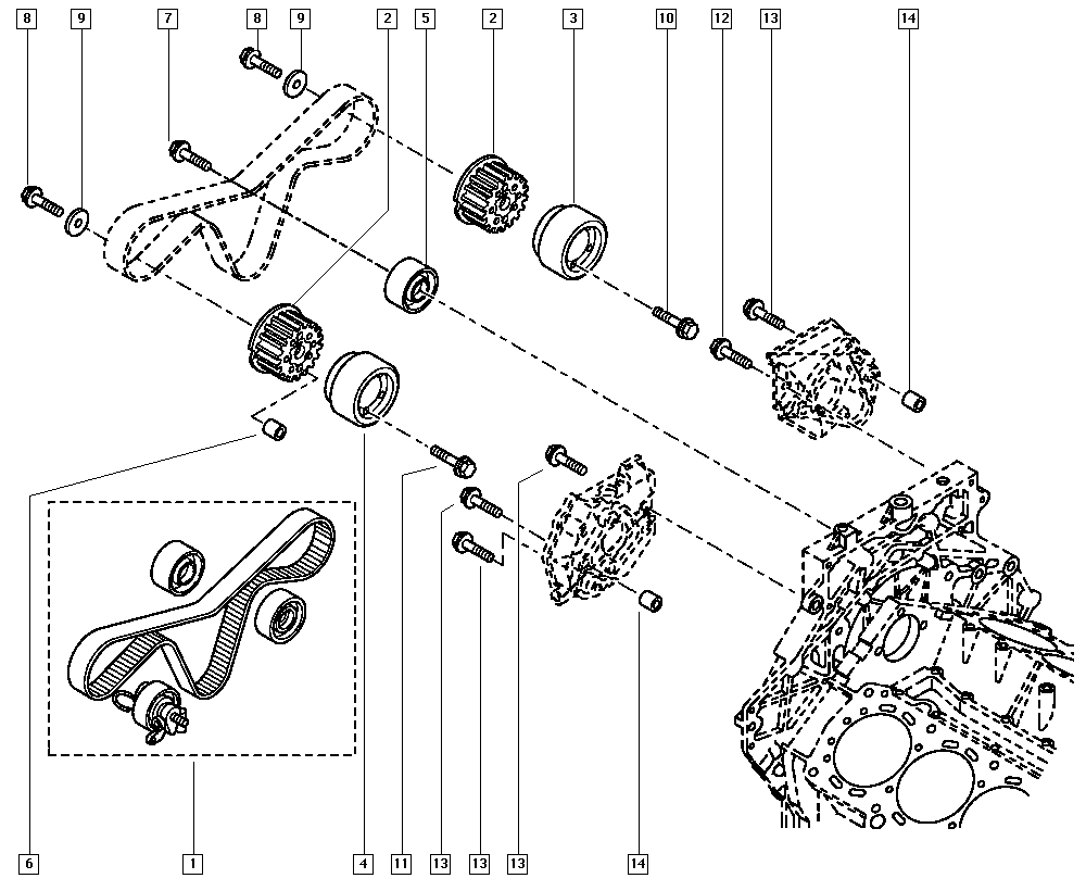 RENAULT 77 01 474 198 - Комплект ангренажен ремък vvparts.bg