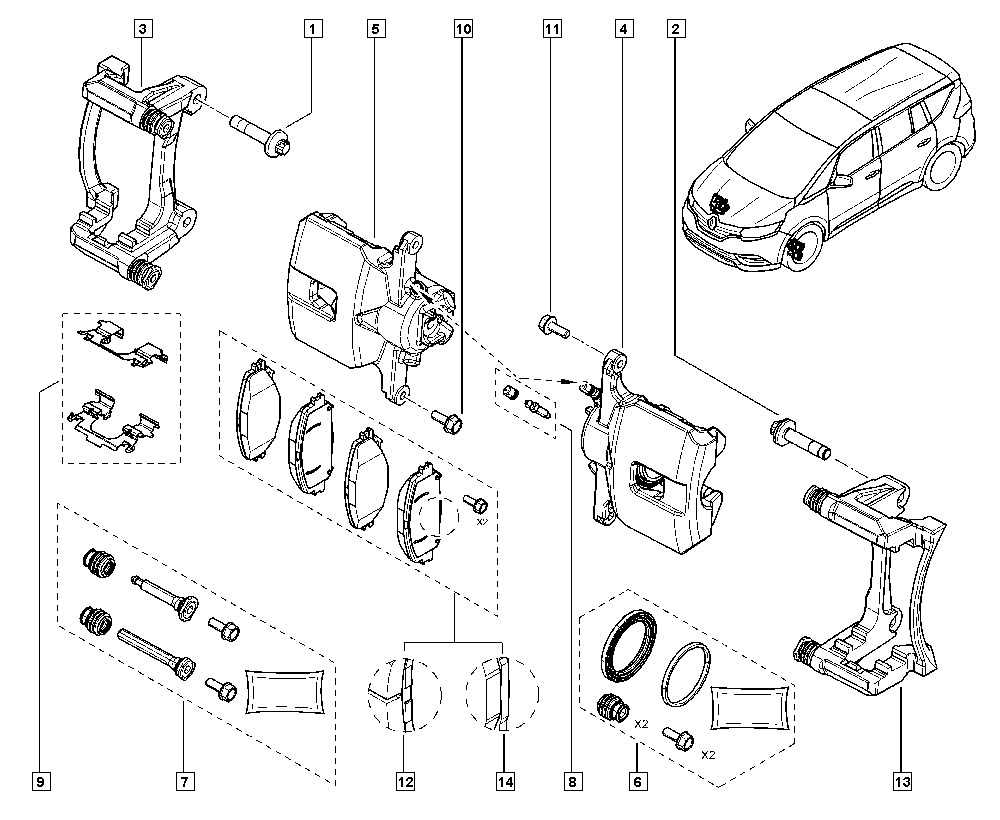 RENAULT 440A08813R - Комплект водещи втулки, спирачен апарат vvparts.bg