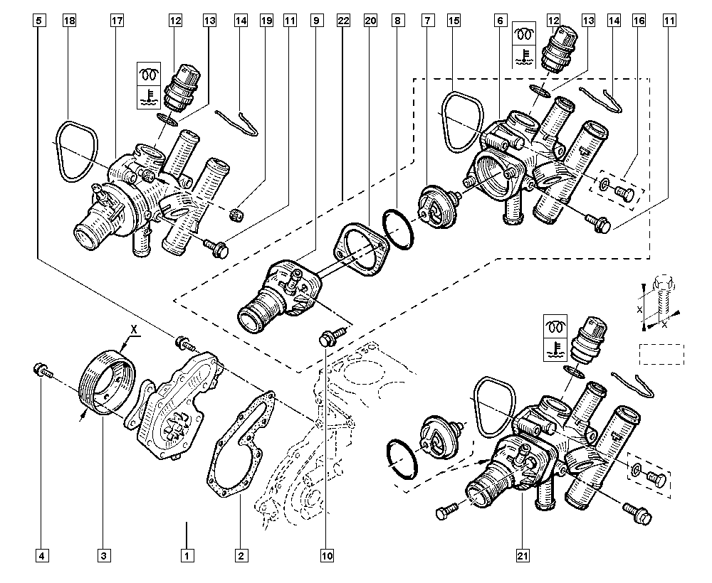 RENAULT 8200065390 - Термостат, охладителна течност vvparts.bg