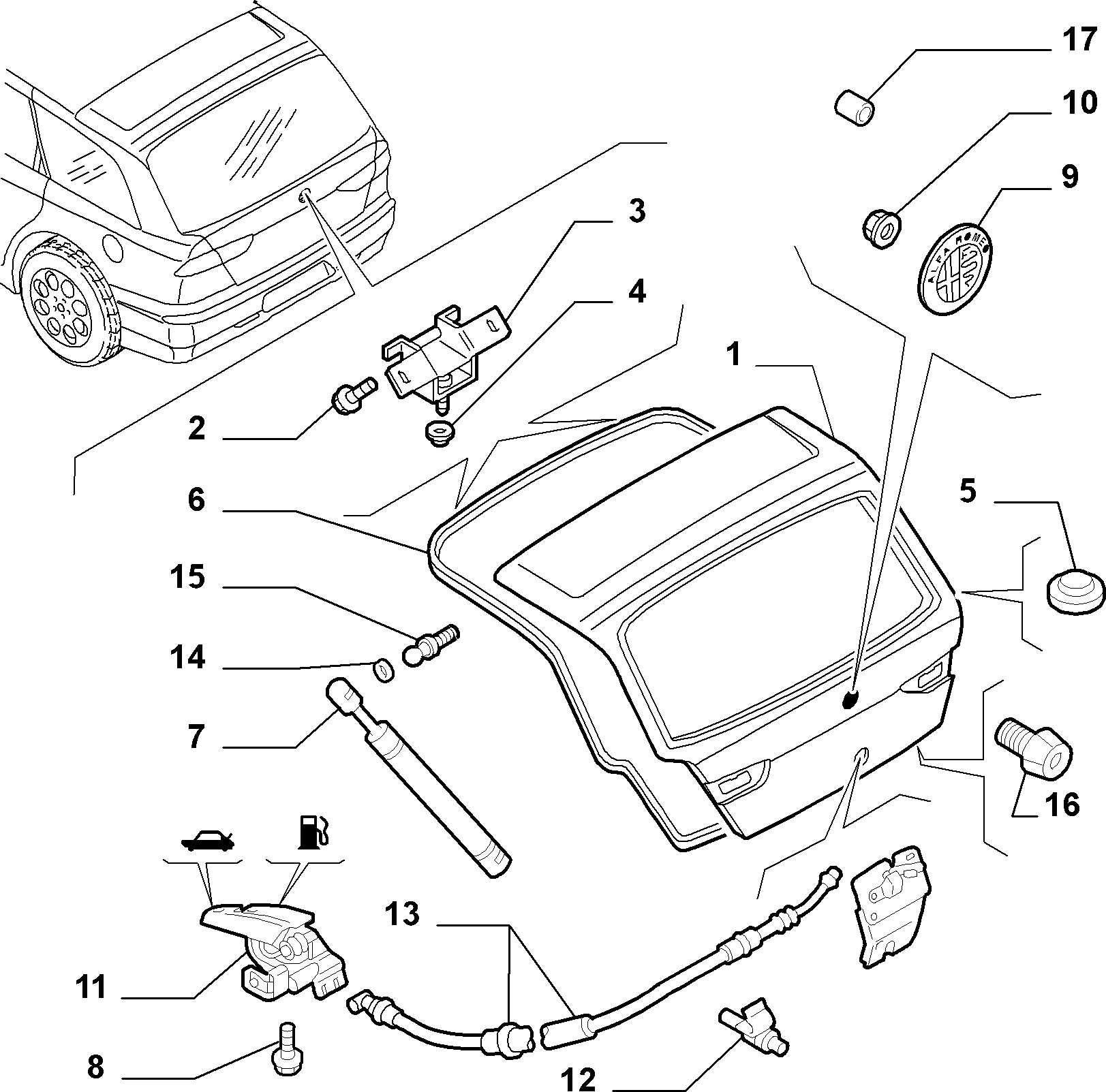 Alfa Romeo 60664833 - Газов амортисьор, багажно / товарно пространство vvparts.bg