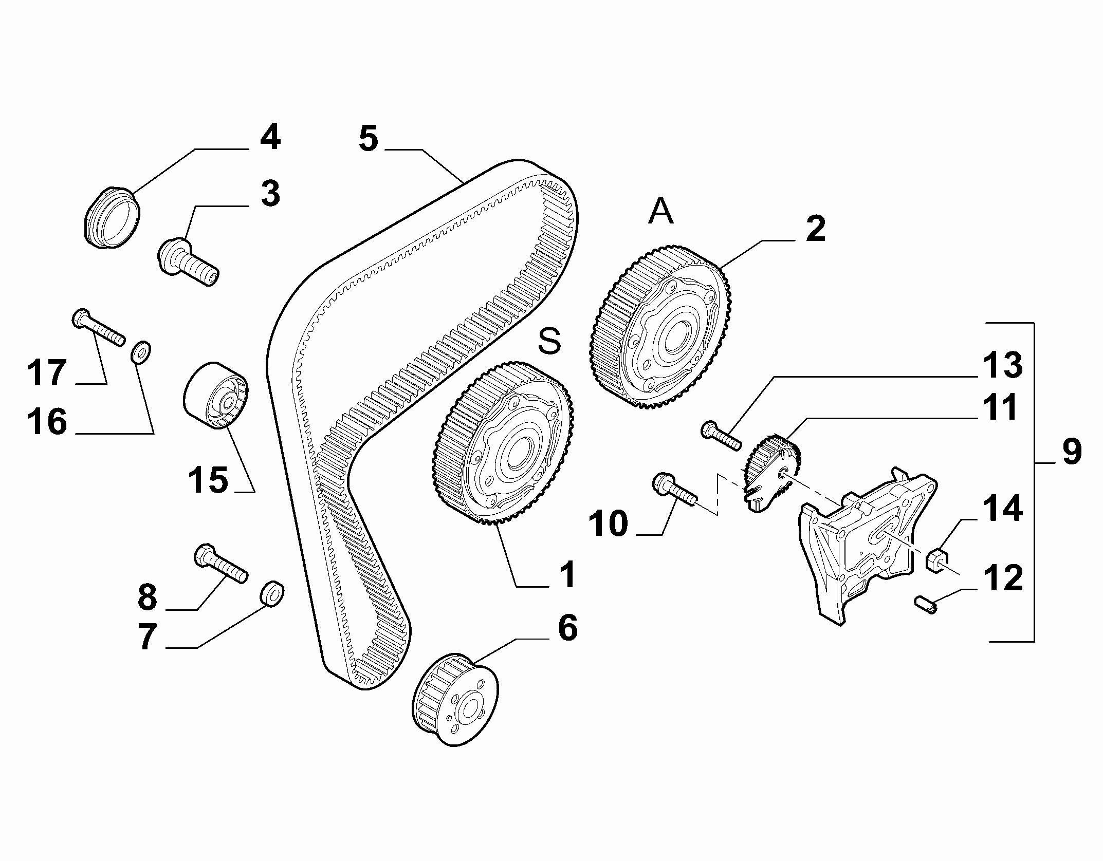 SAAB 55187100 - Комплект ангренажен ремък vvparts.bg