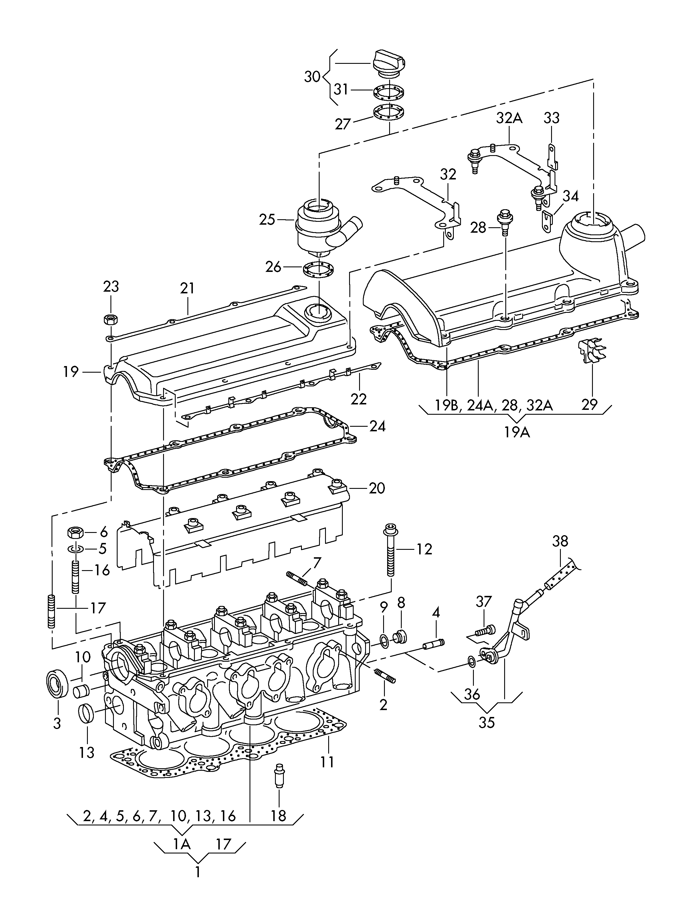 VAG 06A198012 - Комплект гарнитури, цилиндрова глава vvparts.bg