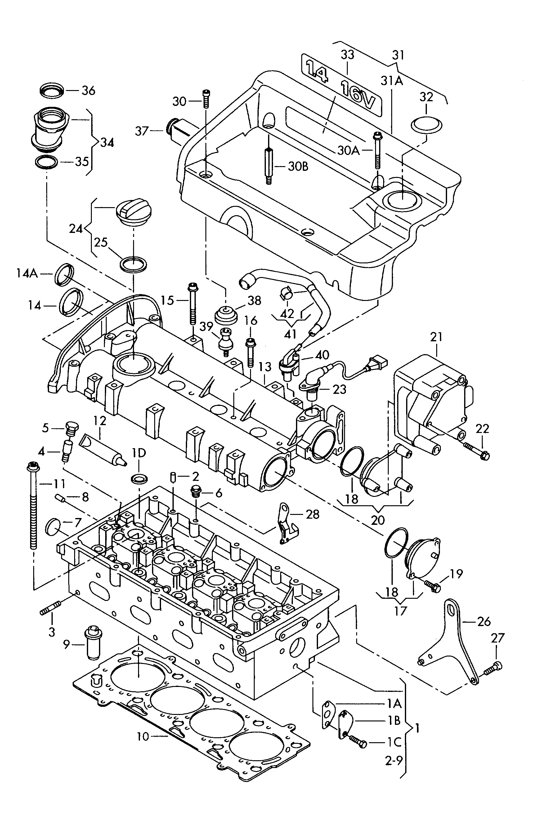 Seat 036103383AM - Гарнитура, цилиндрова глава vvparts.bg