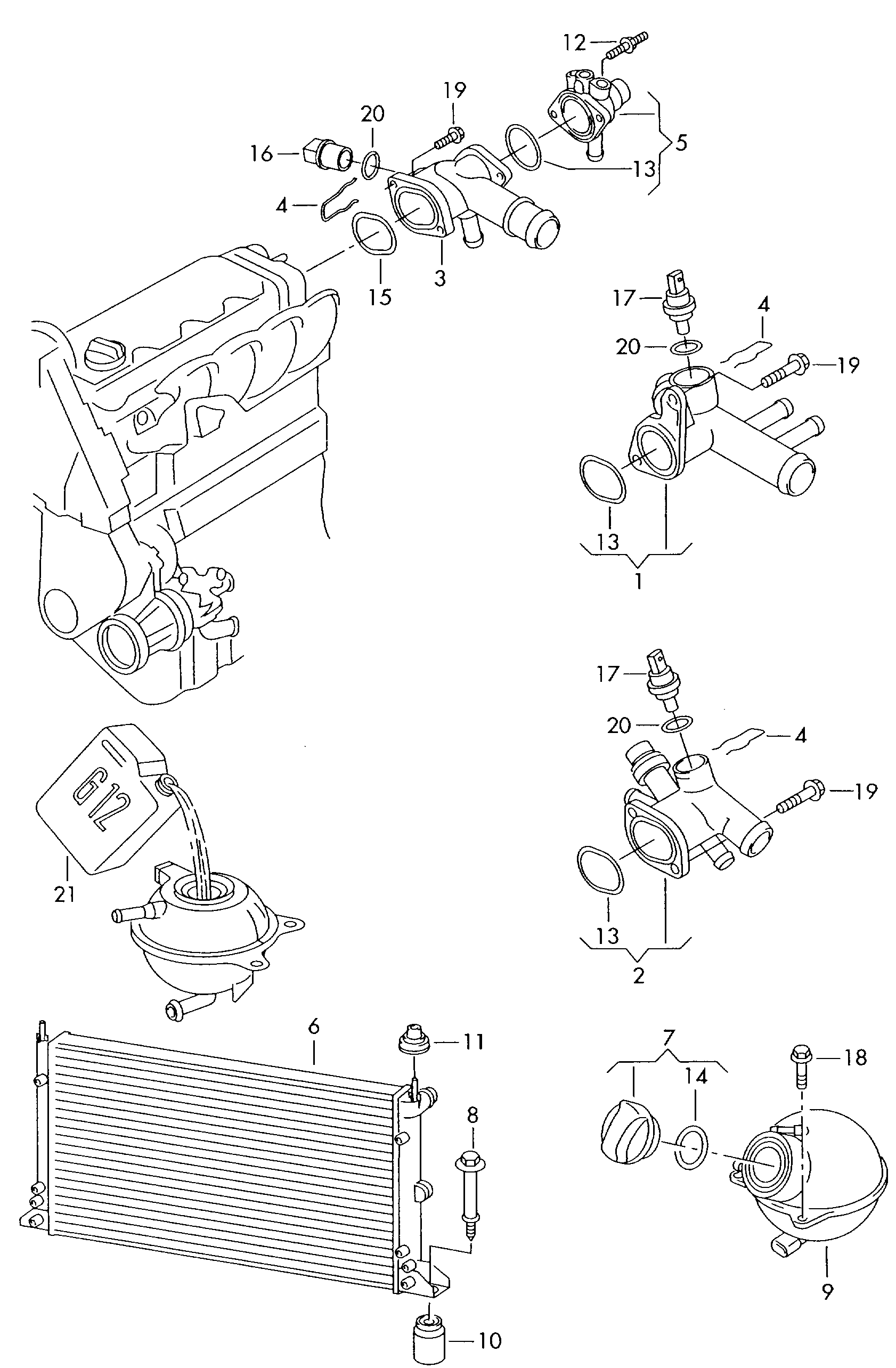 Seat 7M3 121 253 B - Радиатор, охлаждане на двигателя vvparts.bg