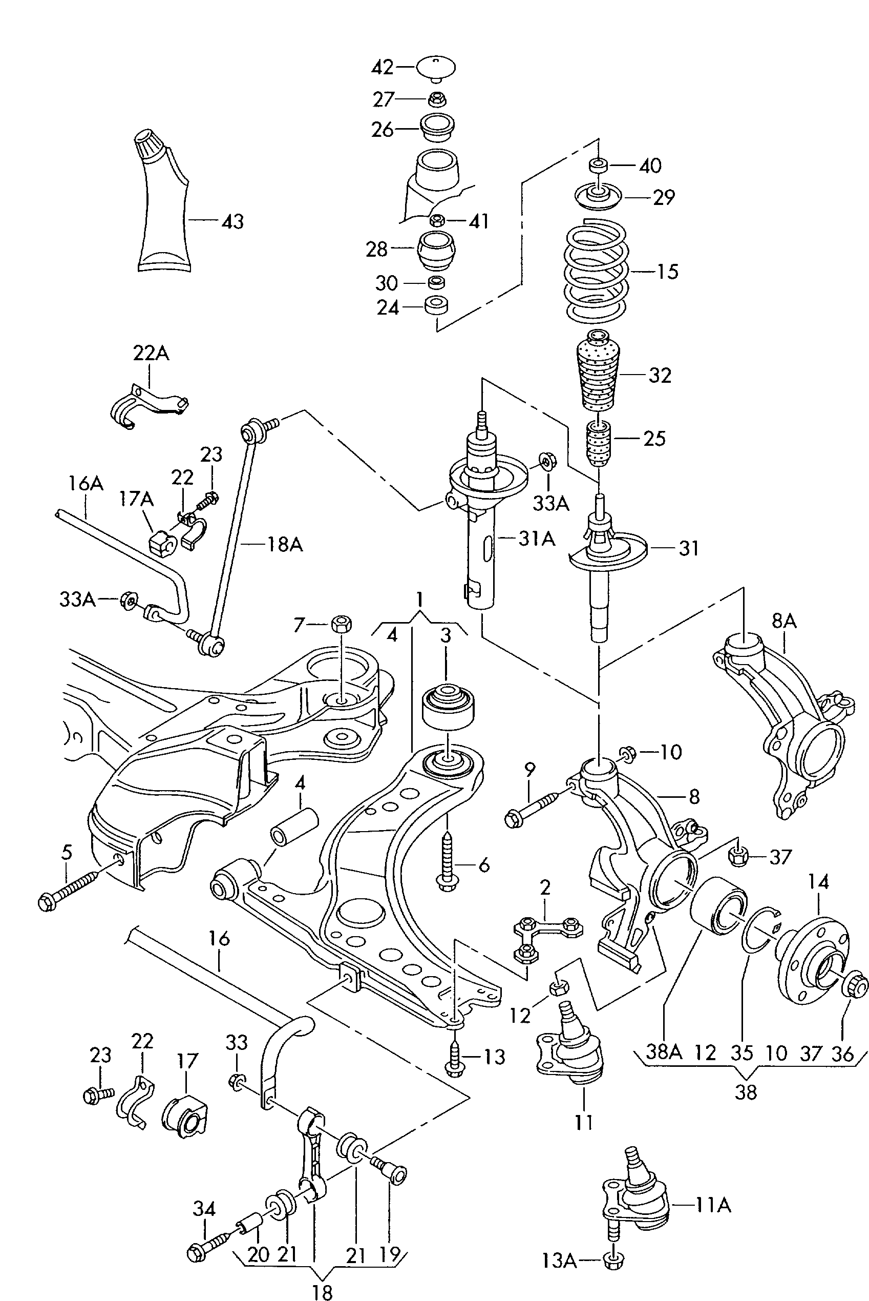 VAG 1J0 411 314T - Лагерна втулка, стабилизатор vvparts.bg