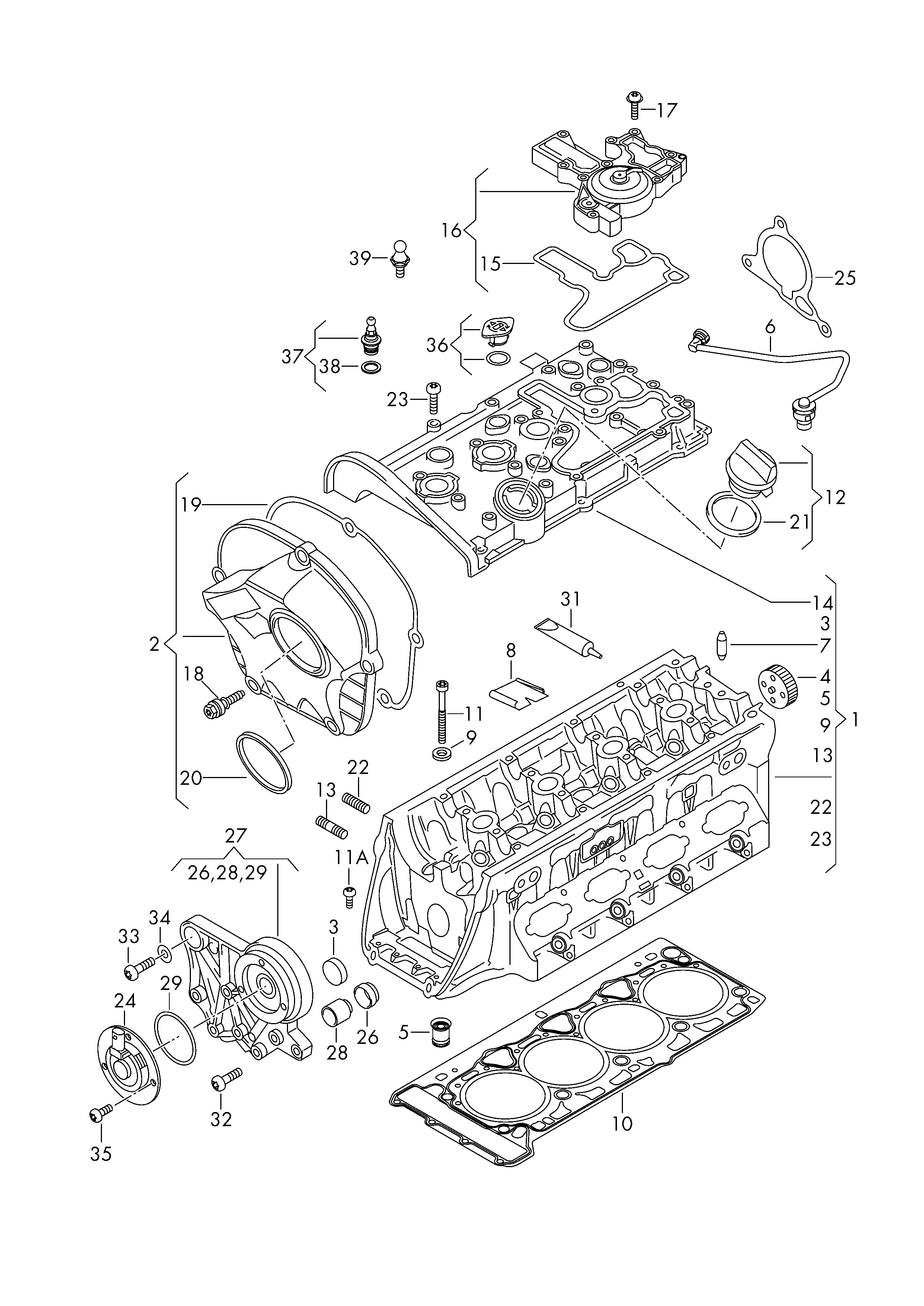 AUDI 06H 103 383 AF - Гарнитура, цилиндрова глава vvparts.bg