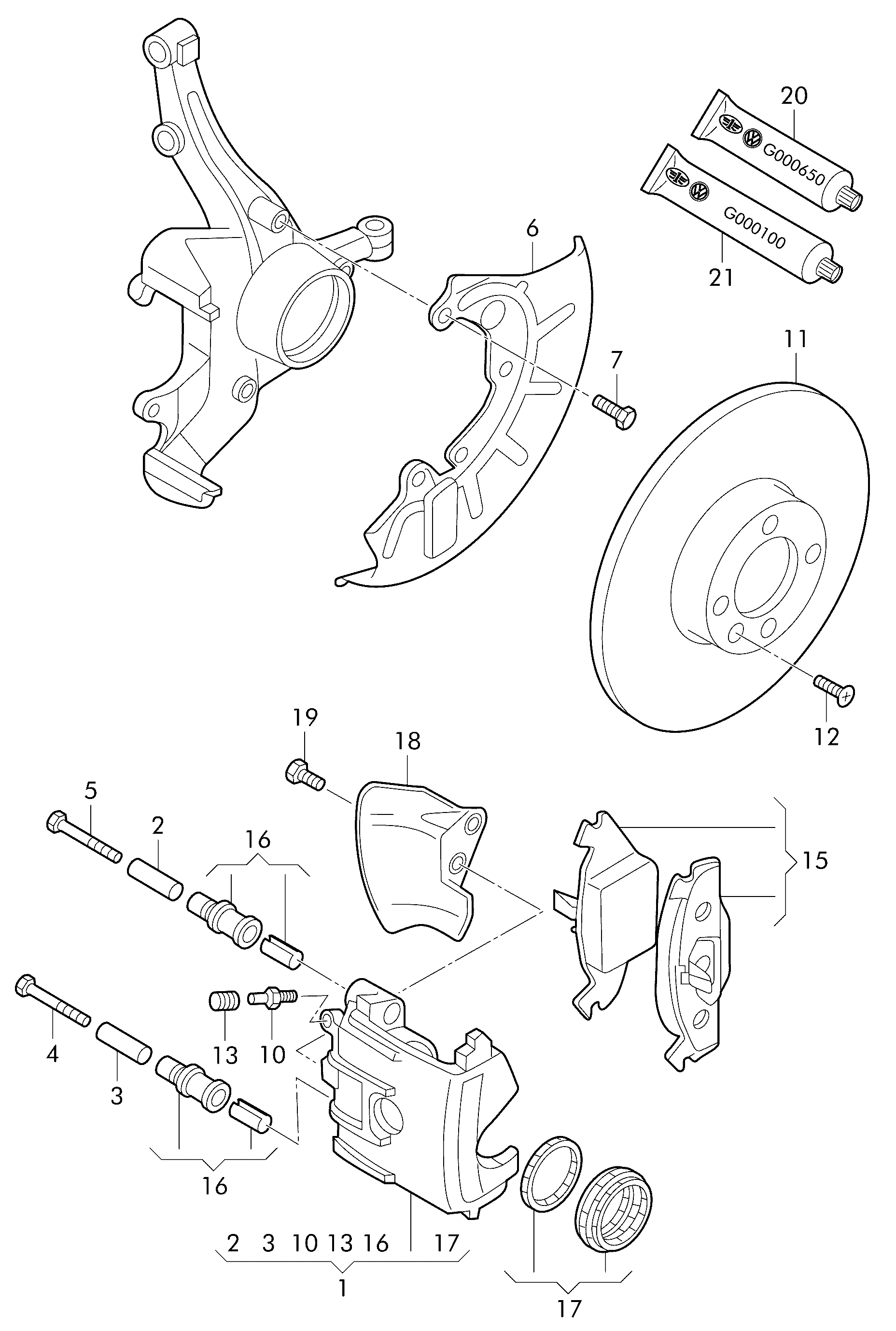 VW 251 615 219 - Бодещ болт (щифт), спирачен апарат vvparts.bg