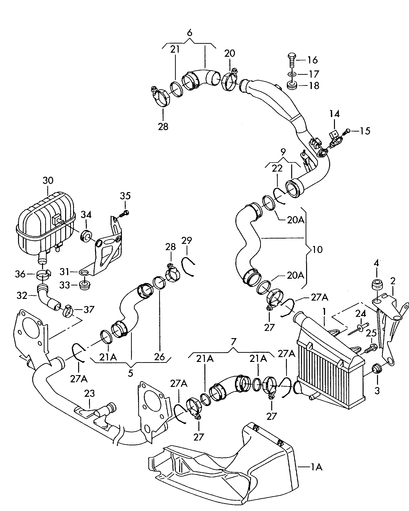 VAG 3B0 145 805 D - Интеркулер (охладител за въздуха на турбината) vvparts.bg