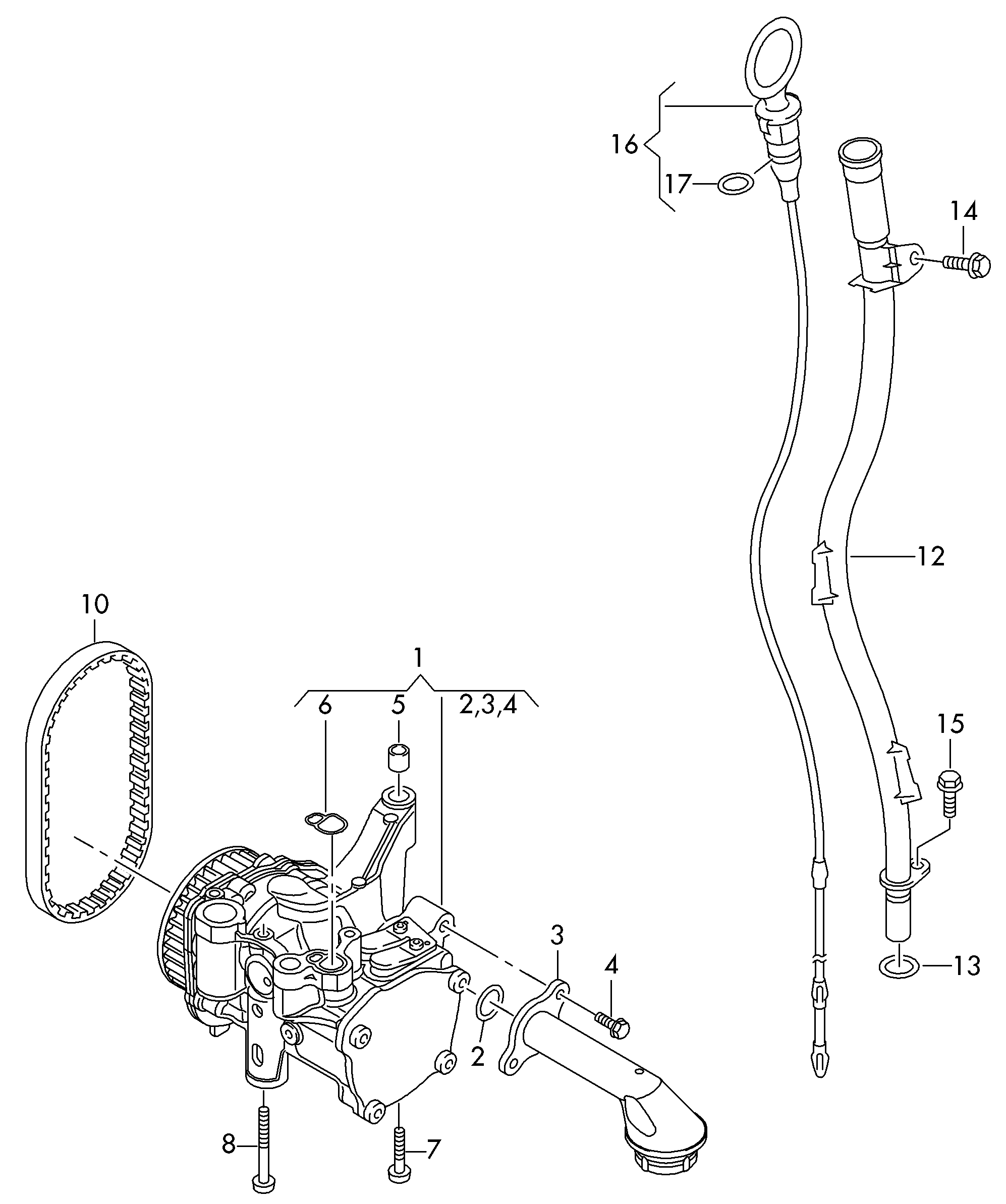 VAG 04L 115 264 A - Комплект ангренажен ремък vvparts.bg