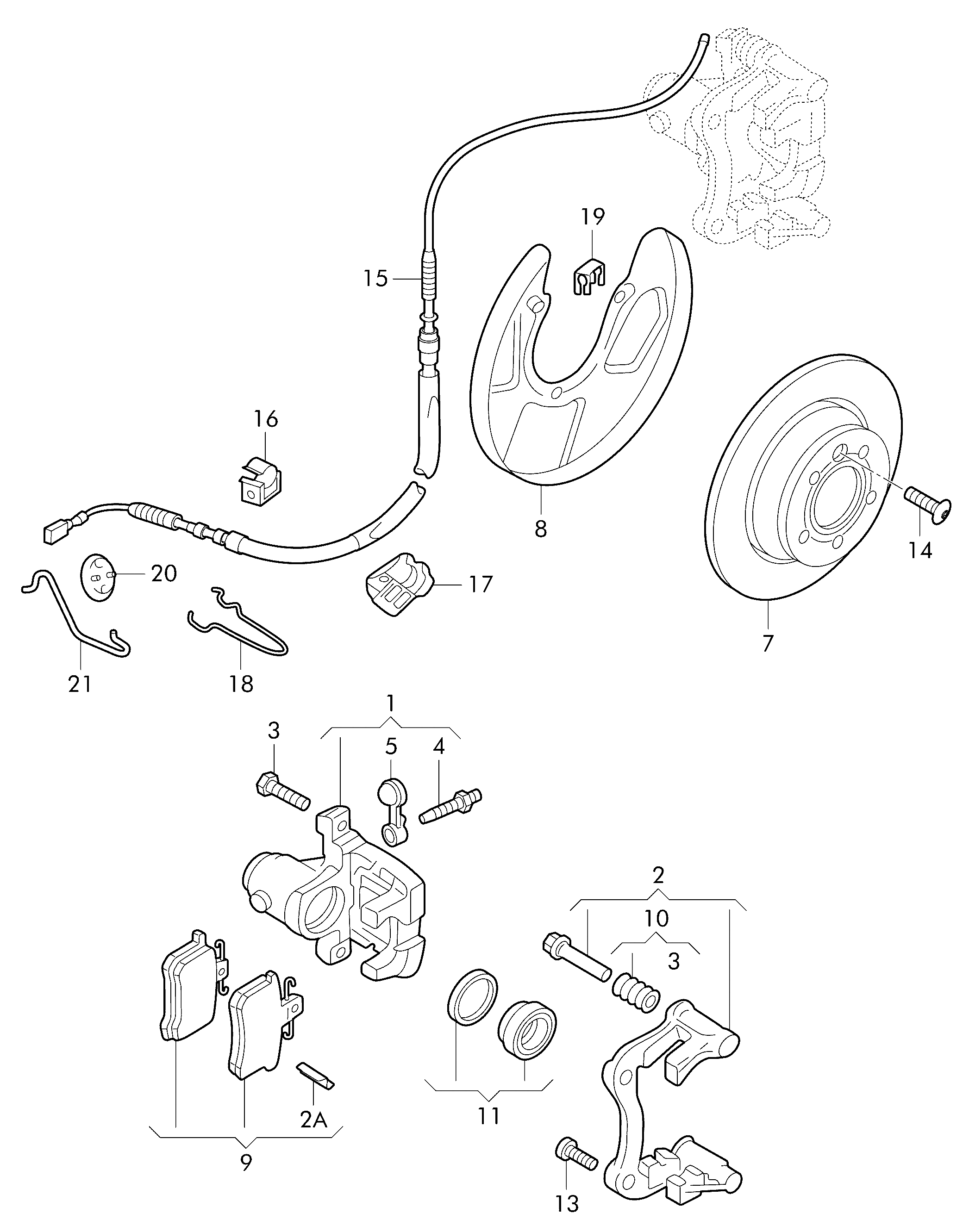 VAG 1J0609721AQ - Жило, ръчна спирачка vvparts.bg