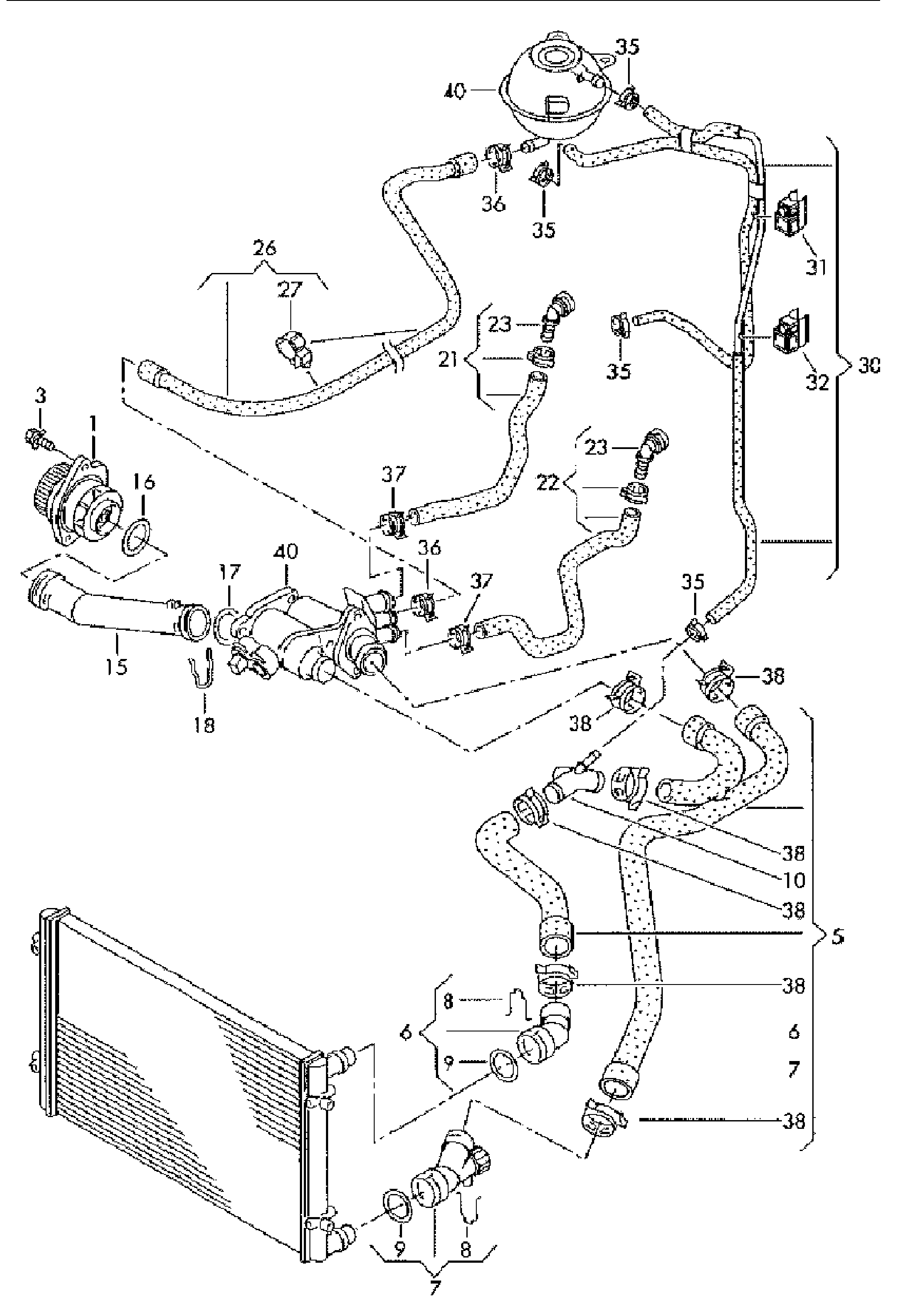 Seat 032 121 065 D - Тръбопровод за охладителната течност vvparts.bg