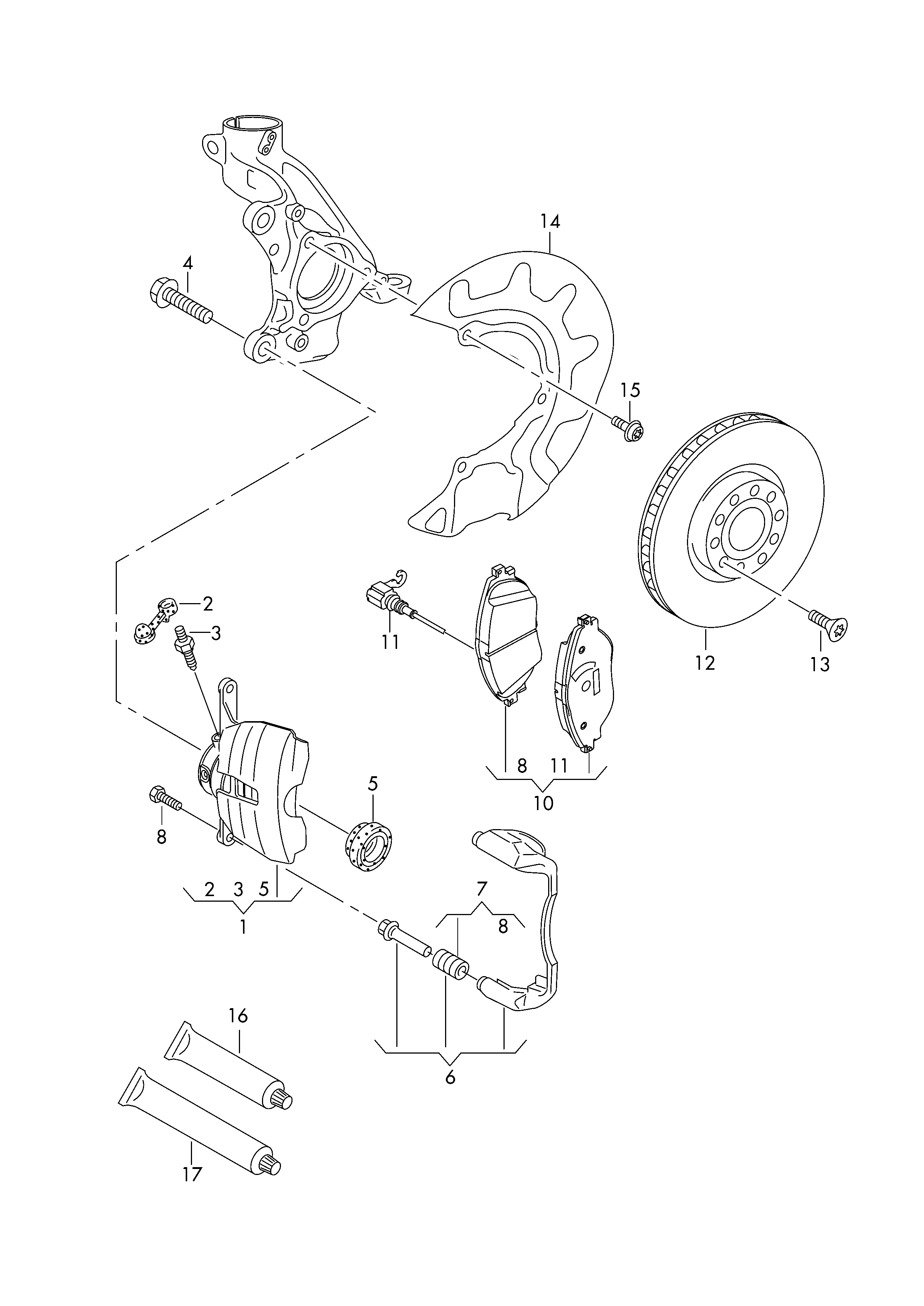 VAG 5Q0698471 - Ремонтен комплект, спирачен апарат vvparts.bg