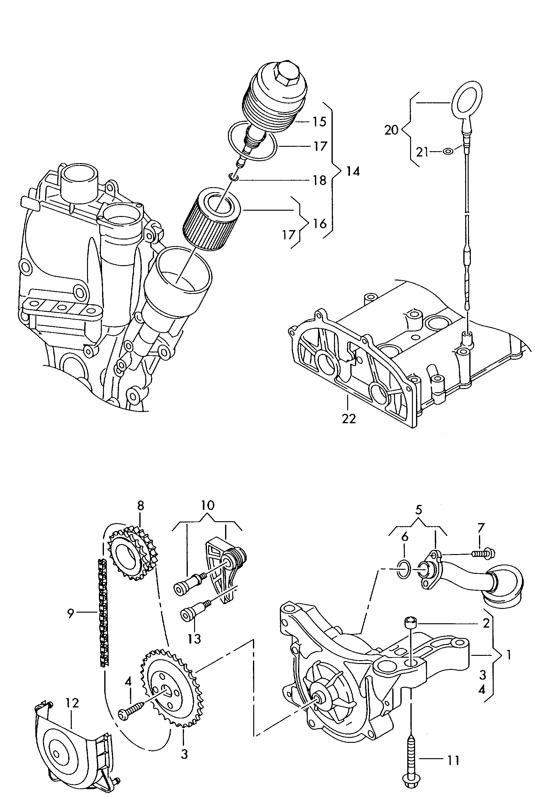 AUDI 03C 115 230 C - Верига, задвижване на маслената помпа vvparts.bg