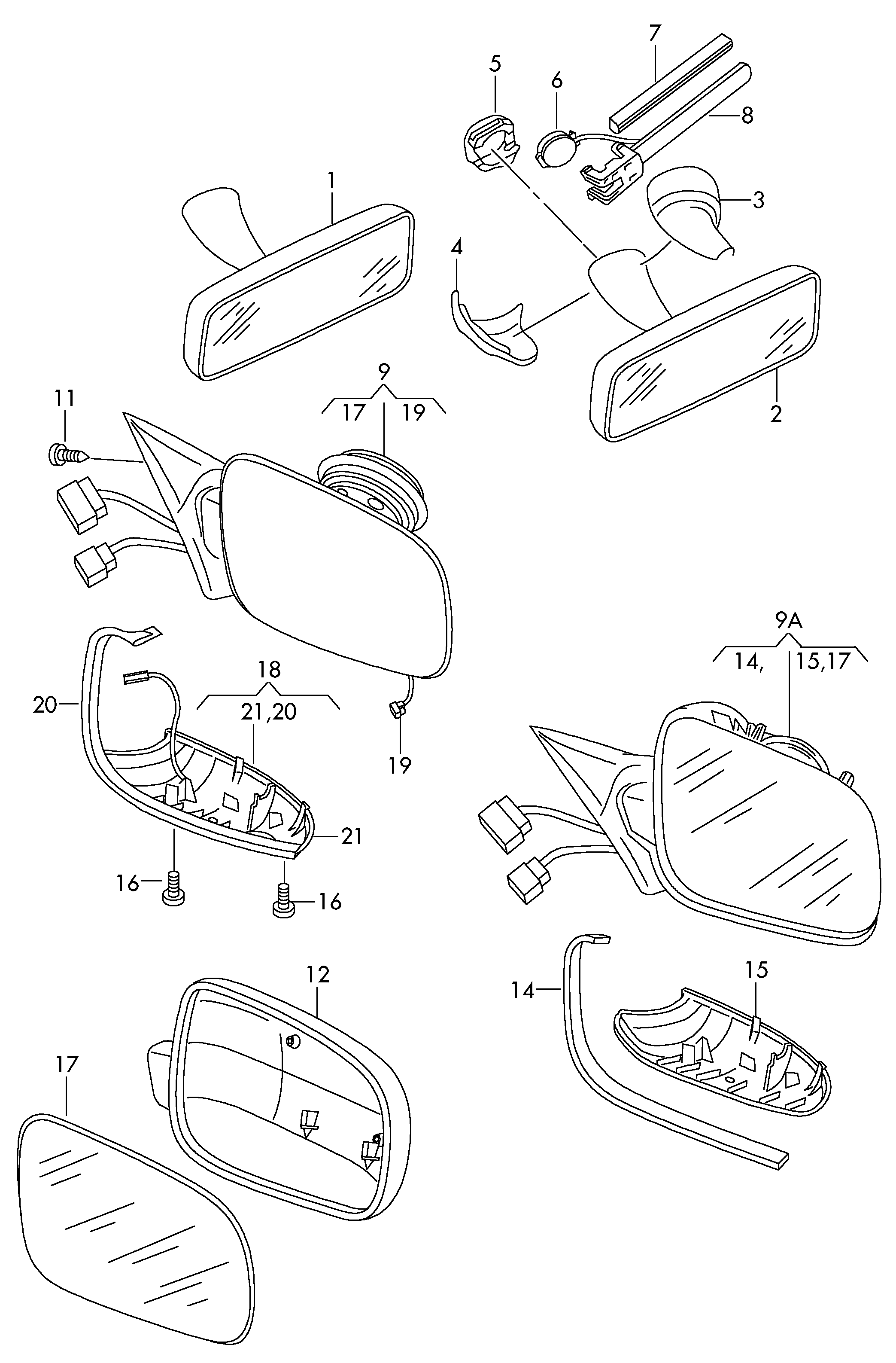 VW 3B1857521 - Външно огледало vvparts.bg