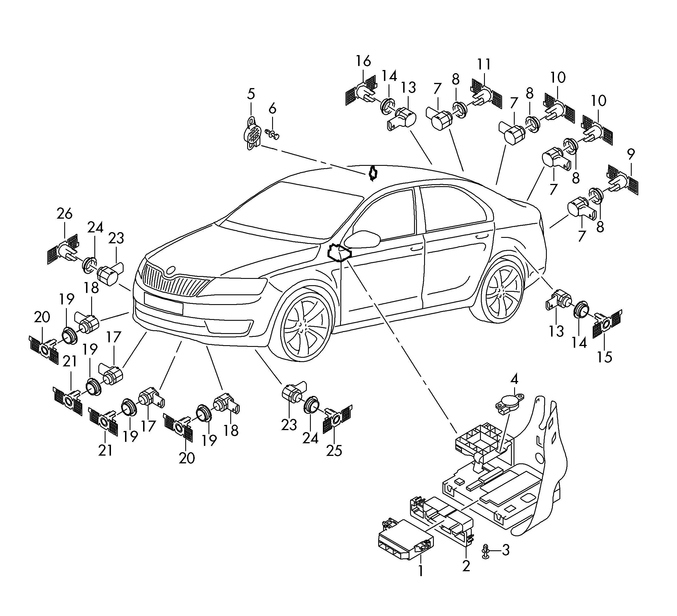 Skoda 5Q0919275B - Датчик, парктроник vvparts.bg