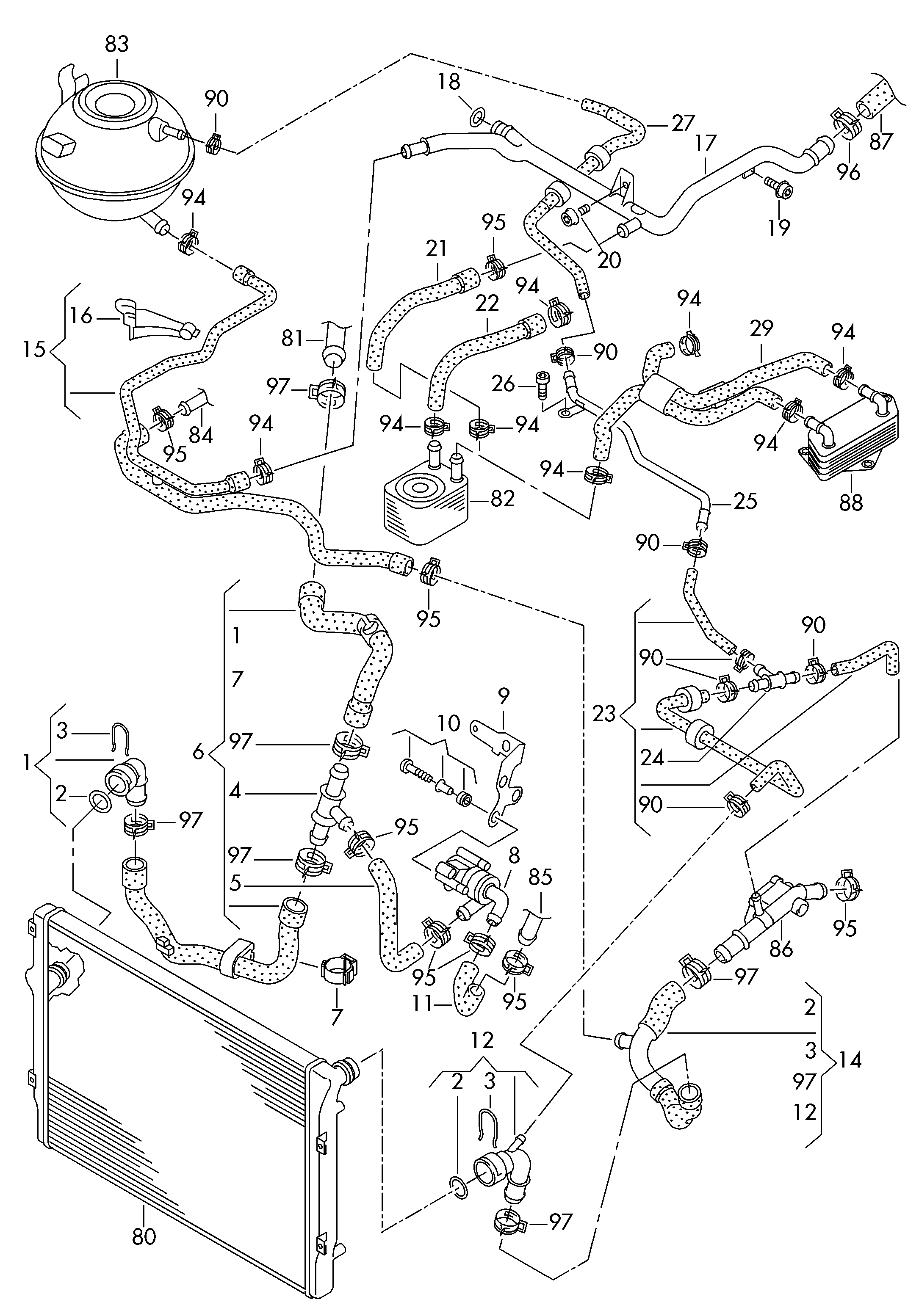 AUDI 1K0 121 251 DM - Радиатор, охлаждане на двигателя vvparts.bg