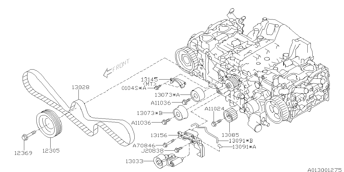 Subaru 13028-AA231 - Ангренажен ремък vvparts.bg