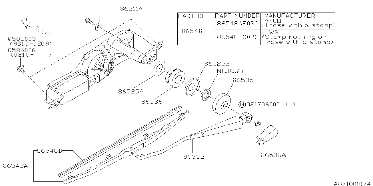 Subaru 86542AE070 - Перо на чистачка vvparts.bg