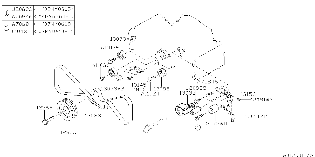 Subaru 13028-AA200 - Ангренажен ремък vvparts.bg