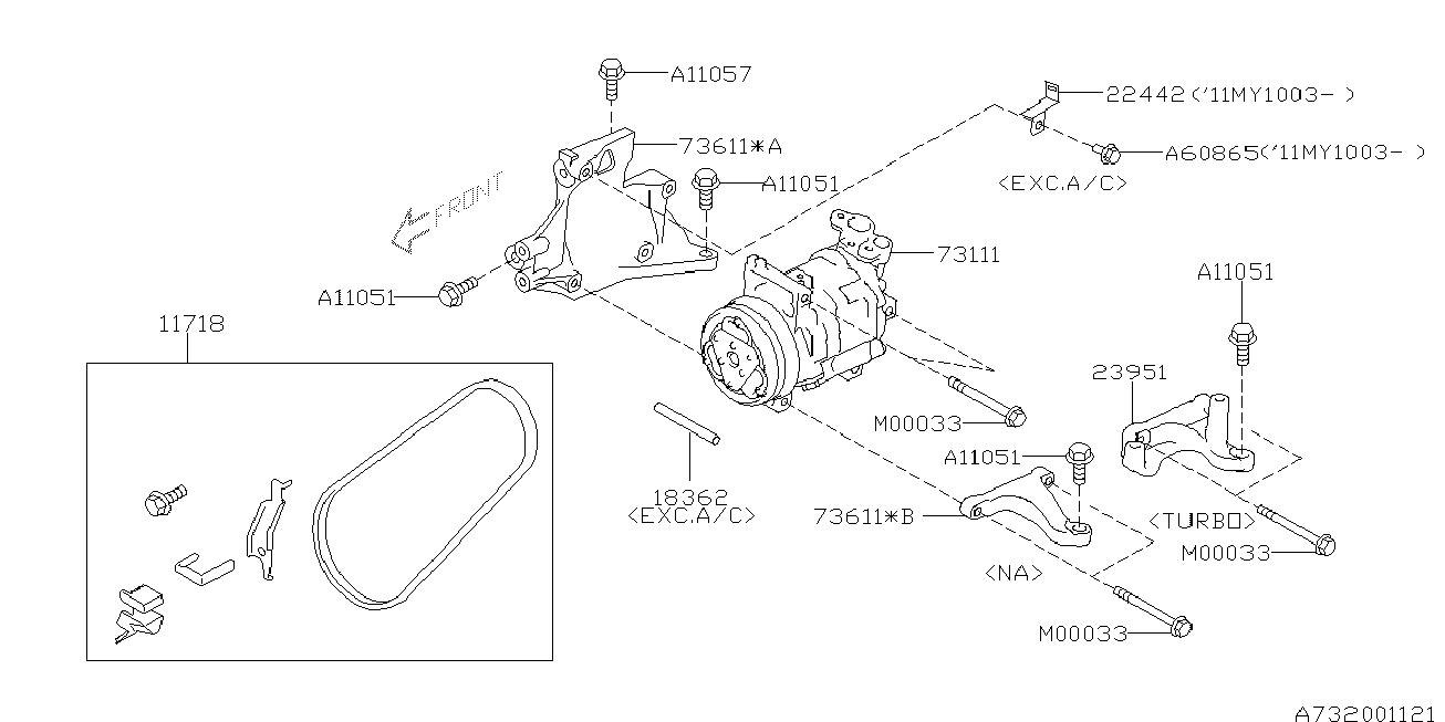 Subaru 11718AA081 - Пистов ремък vvparts.bg