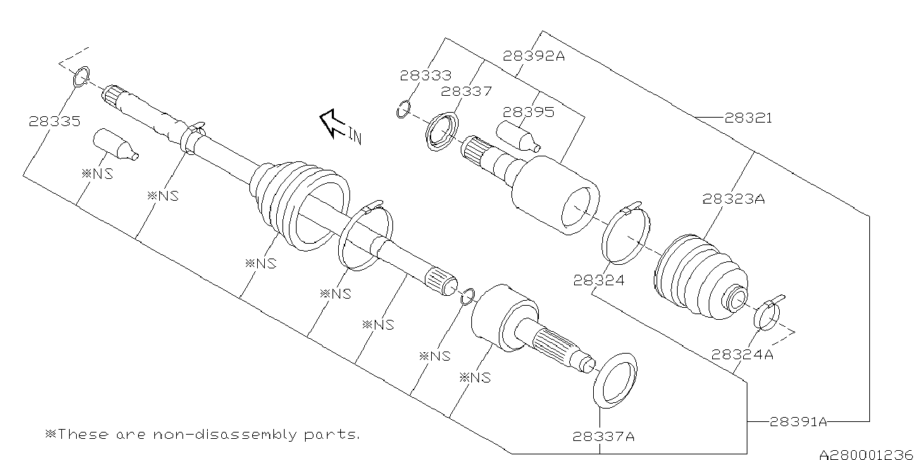 Subaru 28321FG001 - Каре комплект, полуоска vvparts.bg