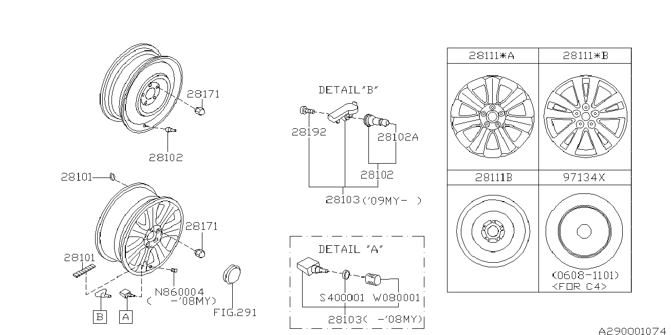 Subaru 28103-AG00A - Датчик на колелото, контролна система за налягане в гумите vvparts.bg