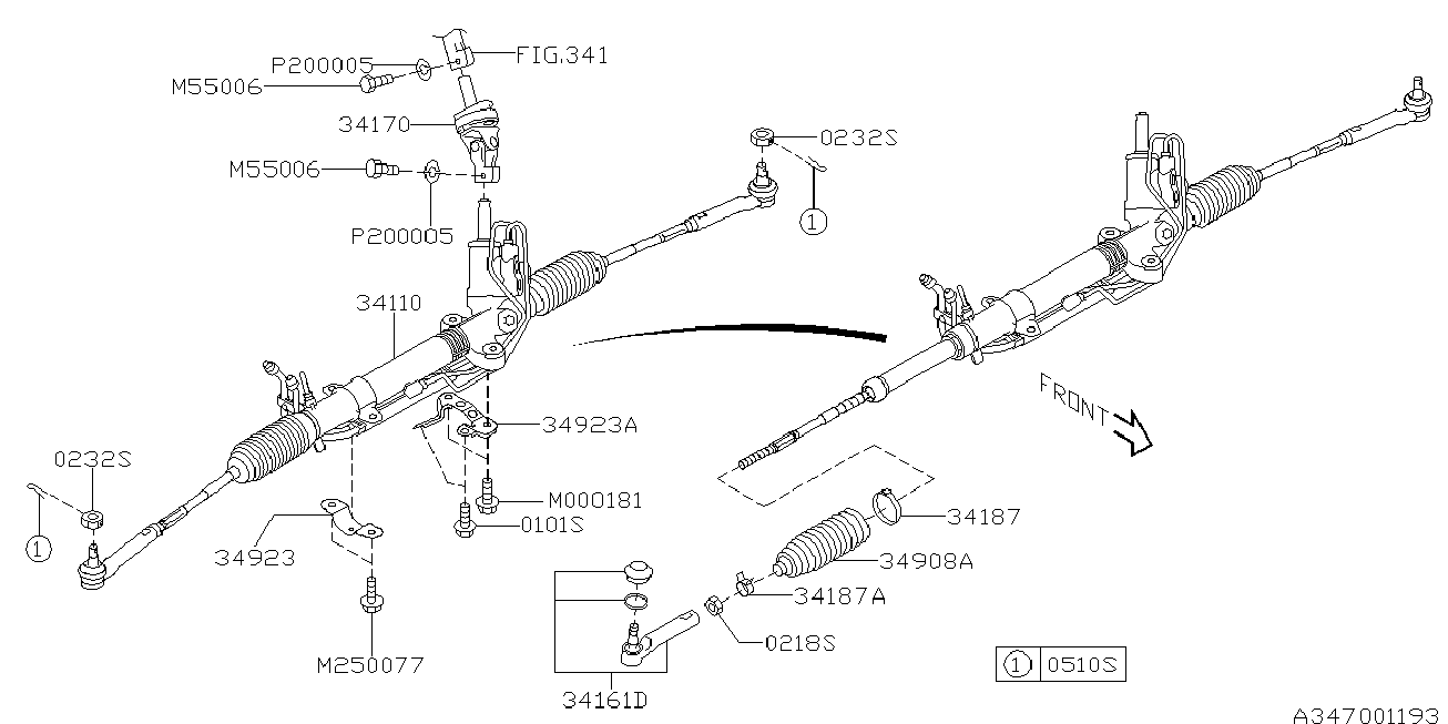 Subaru 34137XA00A - Маншон, кормилно управление vvparts.bg