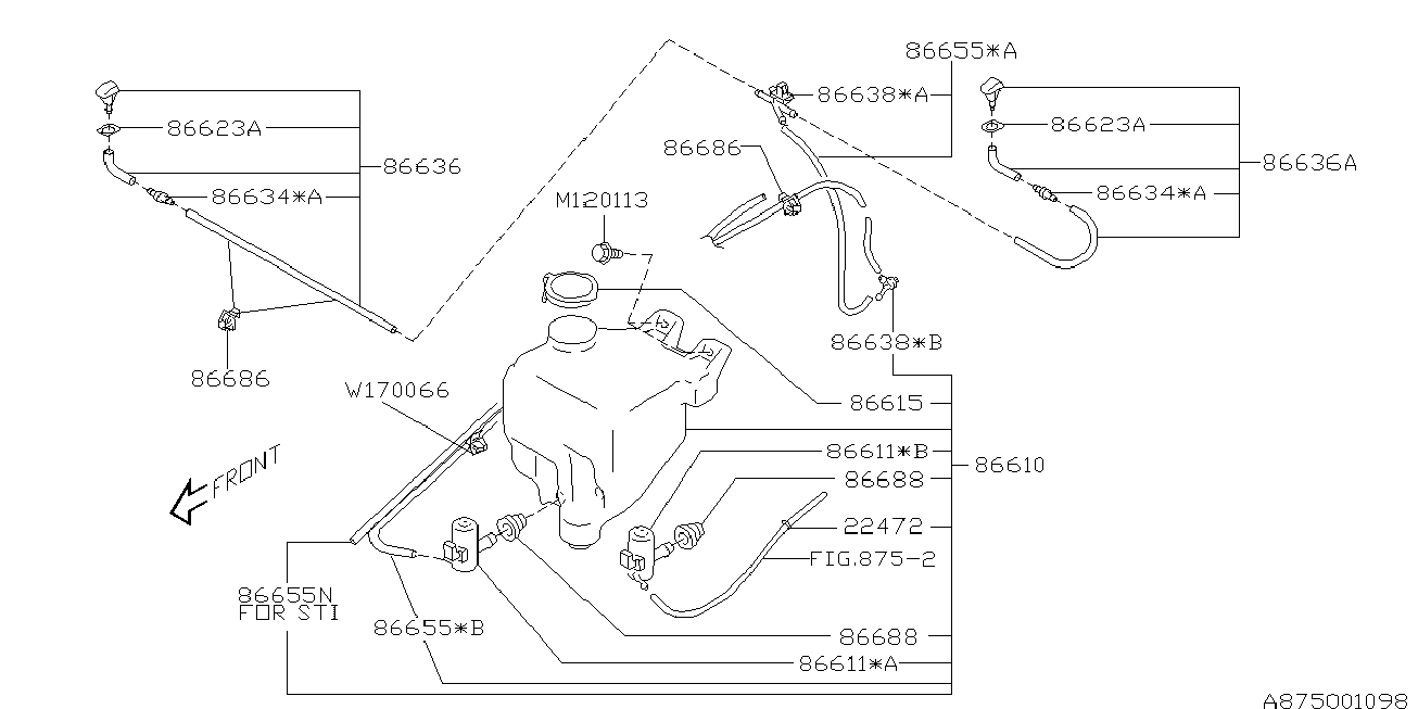 Subaru 86611AC010 - Водна помпа за миещо устр., почистване на стъклата vvparts.bg