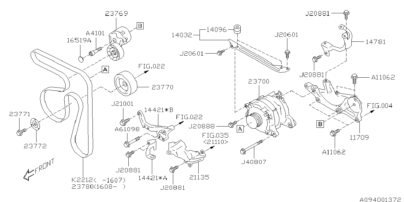 Subaru 23769AA040 - Ремъчен обтегач, пистов ремък vvparts.bg