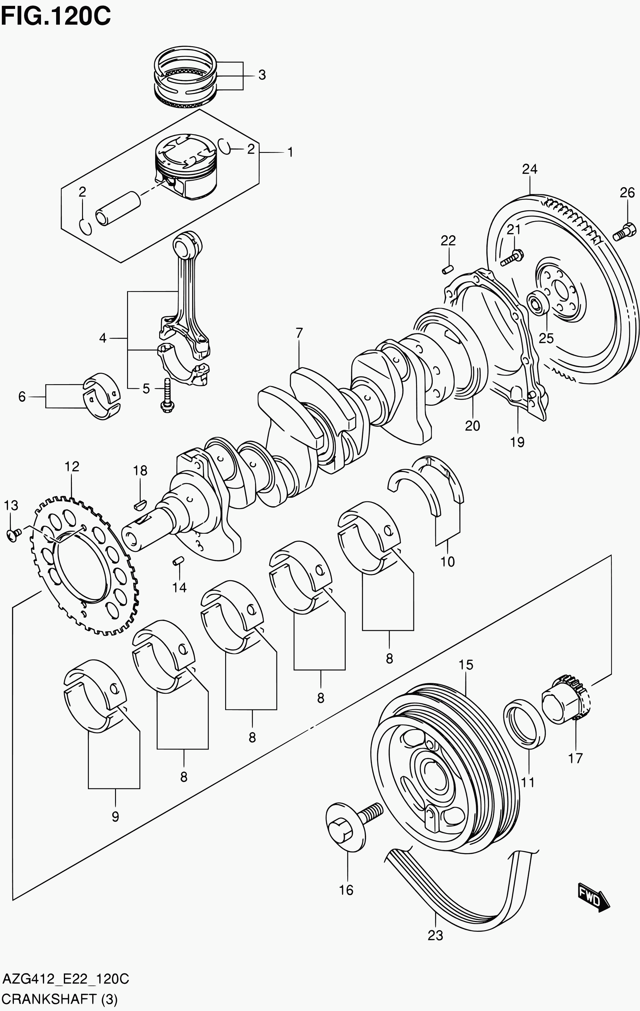 Suzuki 17521-69L00 - Пистов ремък vvparts.bg