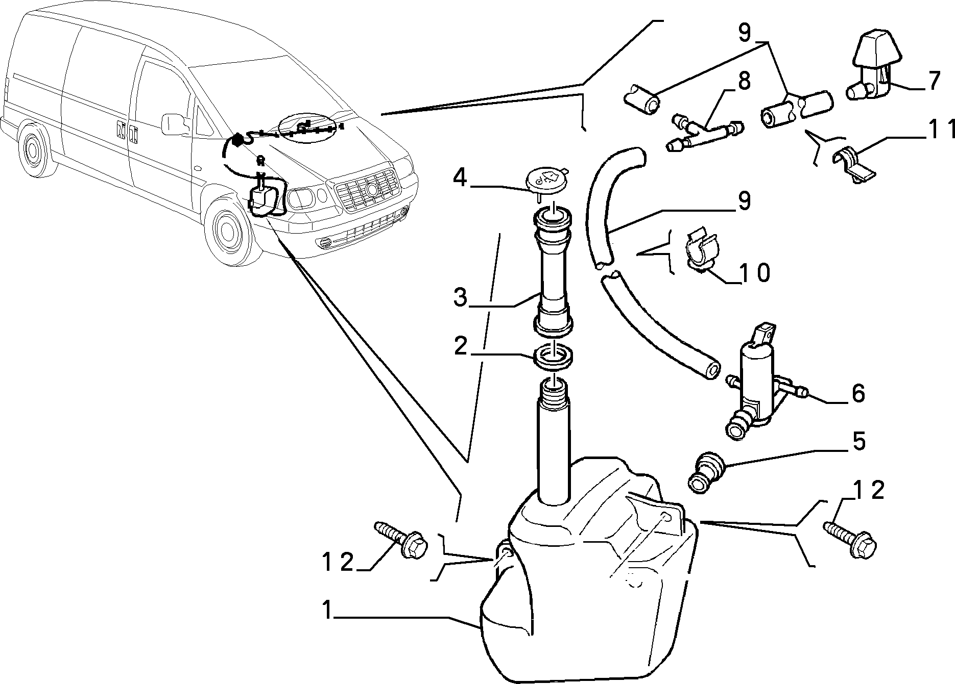 FIAT 9601120180 - Водна помпа за миещо устр., почистване на стъклата vvparts.bg