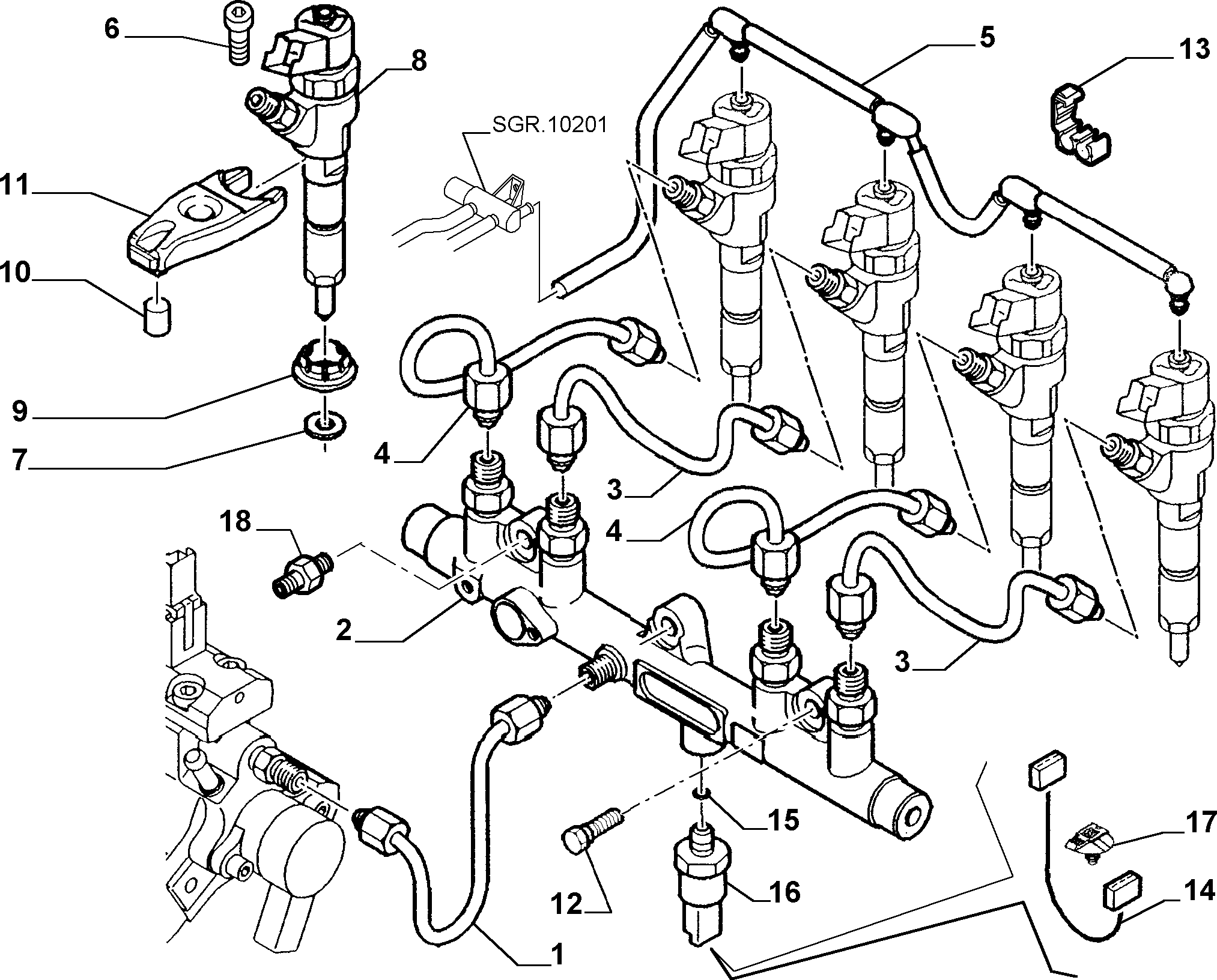 FIAT / LANCIA 9634350280 - Комплект гарнитури, впръскваща дюза vvparts.bg