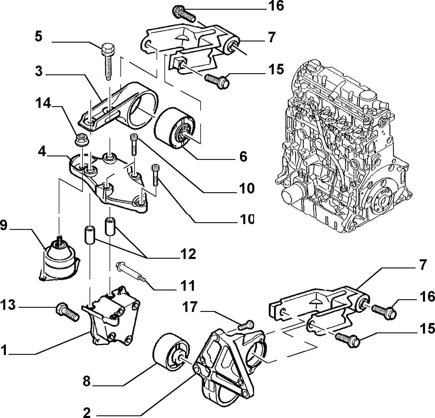 Lancia 9606121080 - Окачване, двигател vvparts.bg