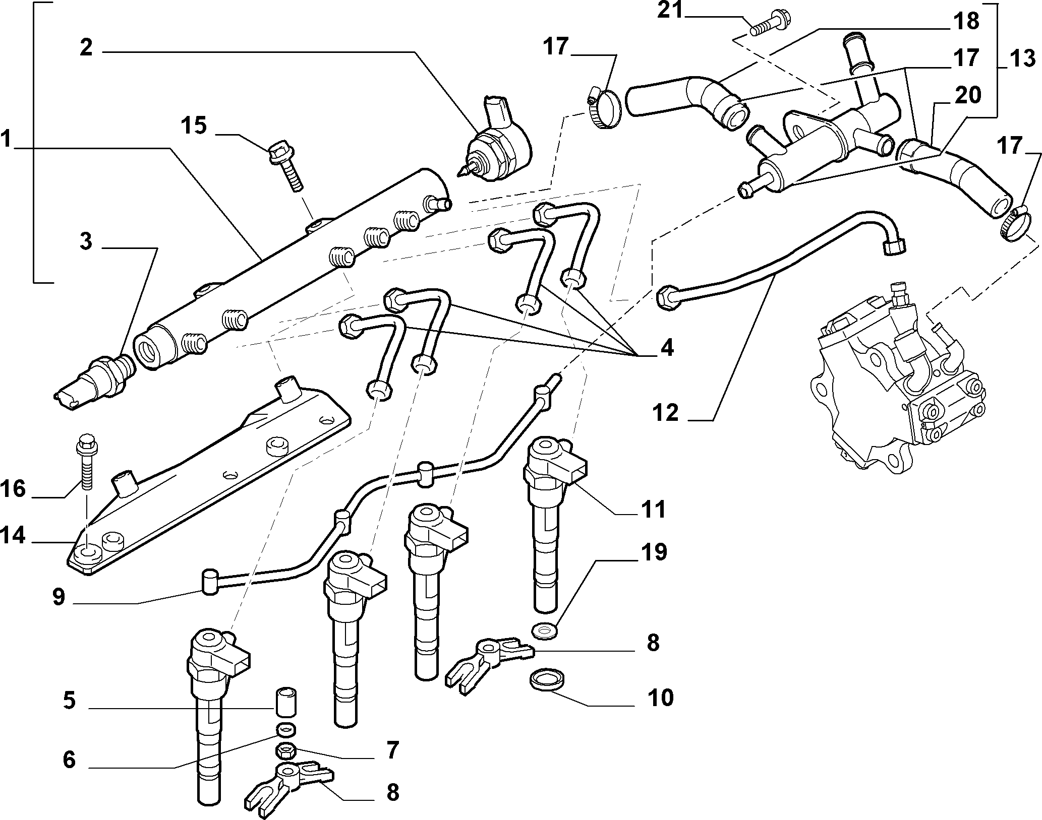 FIAT 55197875 - Комплект дюза с държач vvparts.bg