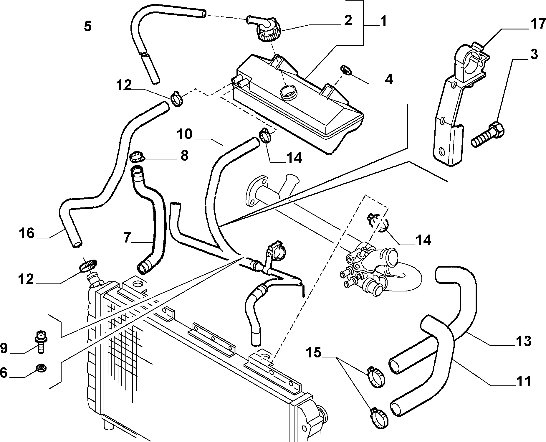 FIAT 1348734080 - Разширителен съд, охладителна течност vvparts.bg