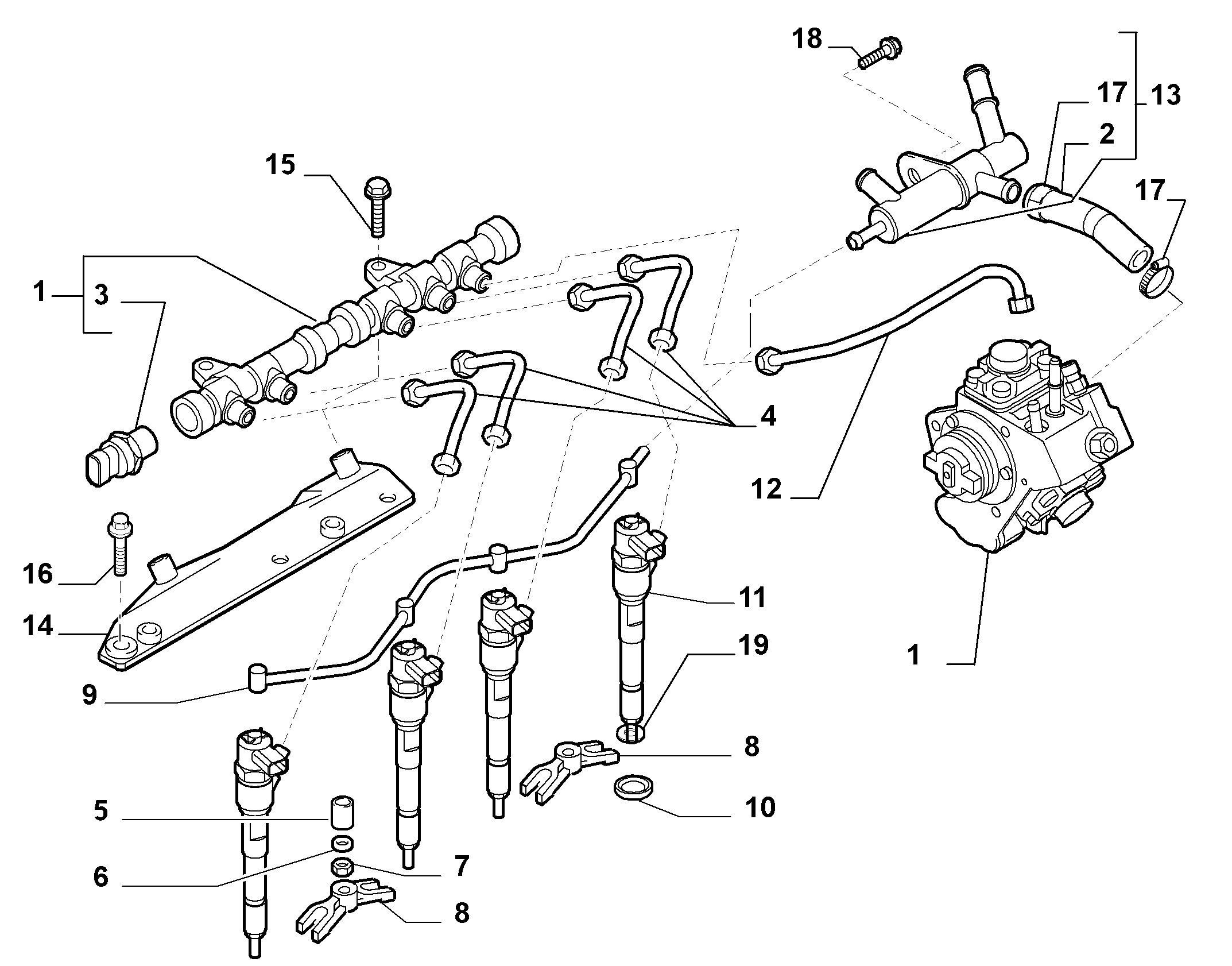 FIAT 55197124 - Комплект дюза с държач vvparts.bg