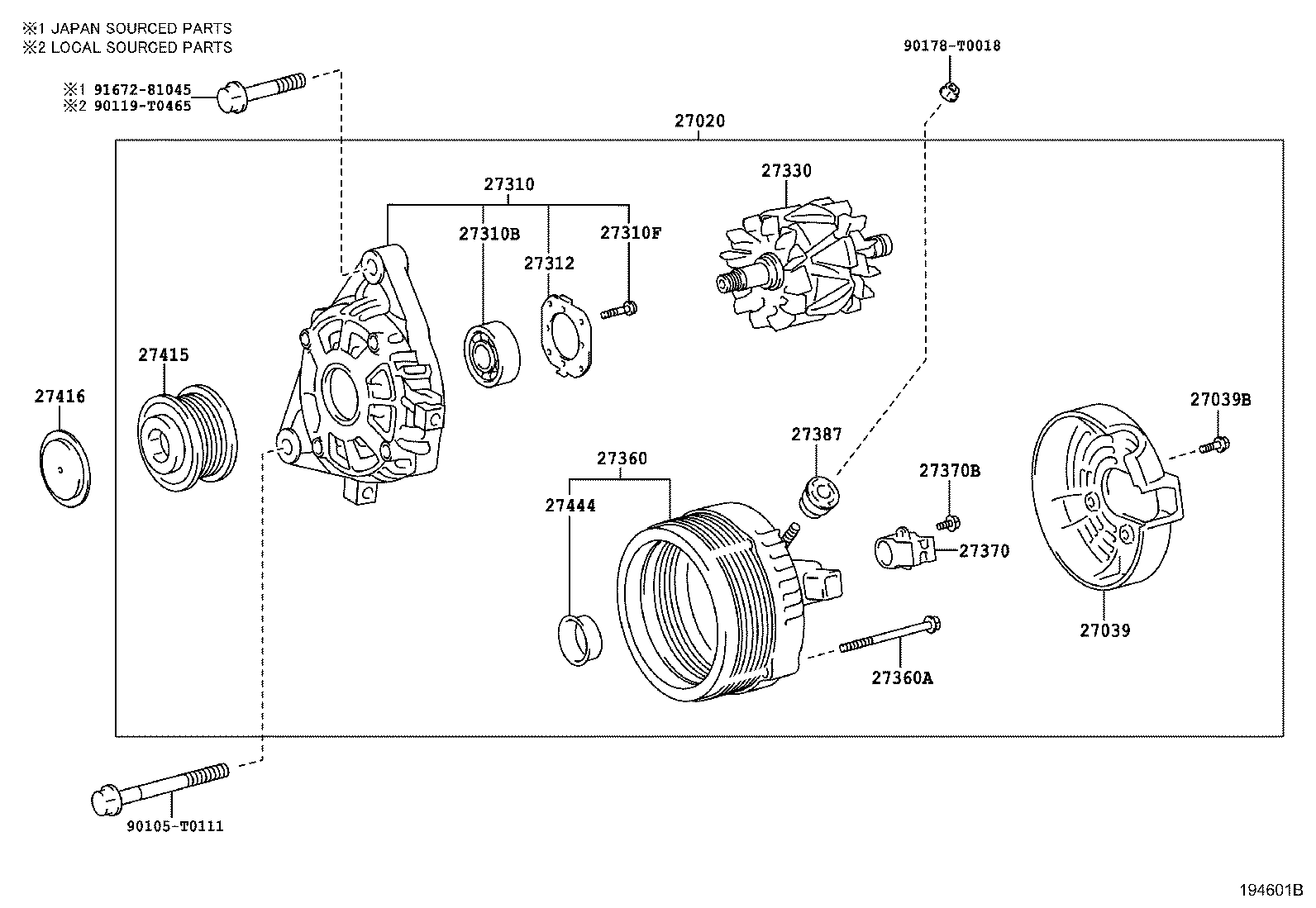 LEXUS 27415-0L050 - Ремъчна шайба, генератор vvparts.bg