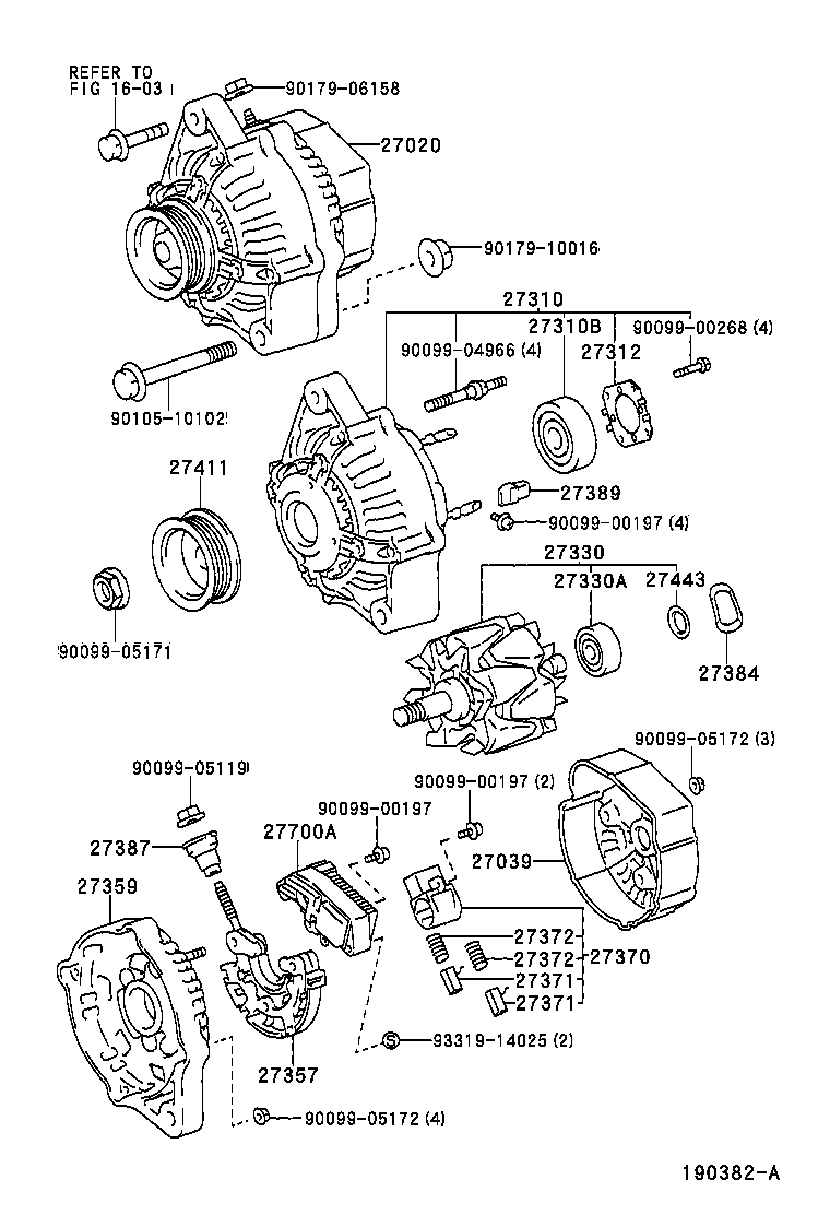 TOYOTA 27039-16380 - Предпазна капачка, генератор vvparts.bg