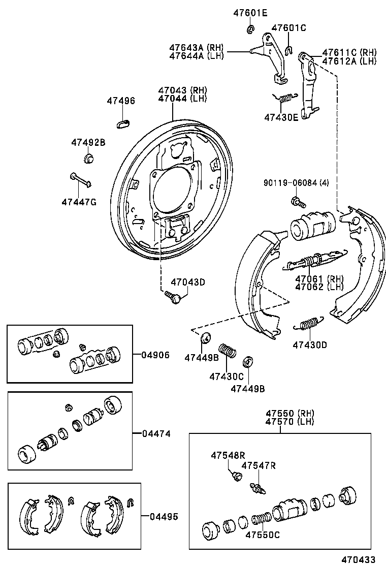 TOYOTA 0449526230 - Комплект спирачна челюст vvparts.bg