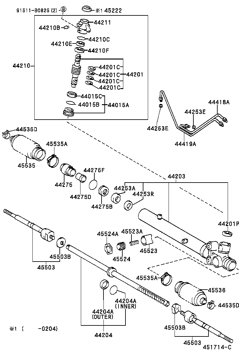 TOYOTA 45503-29575 - Аксиален шарнирен накрайник, напречна кормилна щанга vvparts.bg