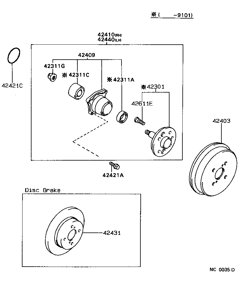 TOYOTA 90301-61002 - Комплект колесен лагер vvparts.bg