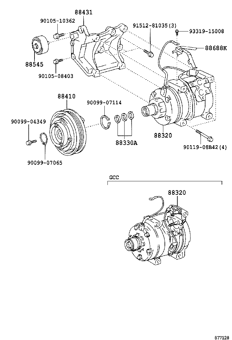 TOYOTA 88440-25070 - Паразитна / водеща ролка, пистов ремък vvparts.bg