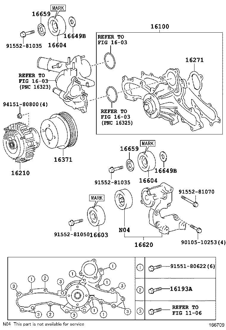 TOYOTA 16603-31050 - Паразитна / водеща ролка, пистов ремък vvparts.bg